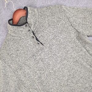 Eddie Bauer Womens Fleece Snap Neck Pullover Sweater L Gray Pockets Outdoor